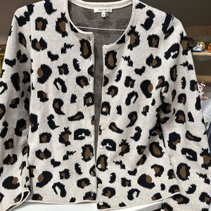 Tyler‎ Boe 9 Button Down Cardigan Sweater Leopard Print Size Medium